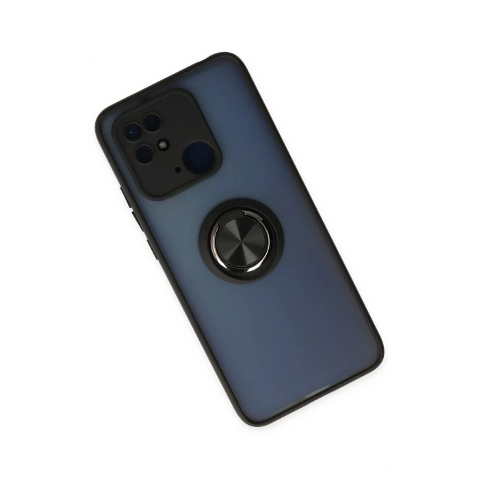 Newface Xiaomi Redmi 10C Kılıf Montreal Yüzüklü Silikon Kapak - Siyah