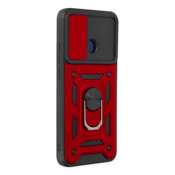 Newface Xiaomi Redmi 10C Kılıf Pars Lens Yüzüklü Silikon - Kırmızı