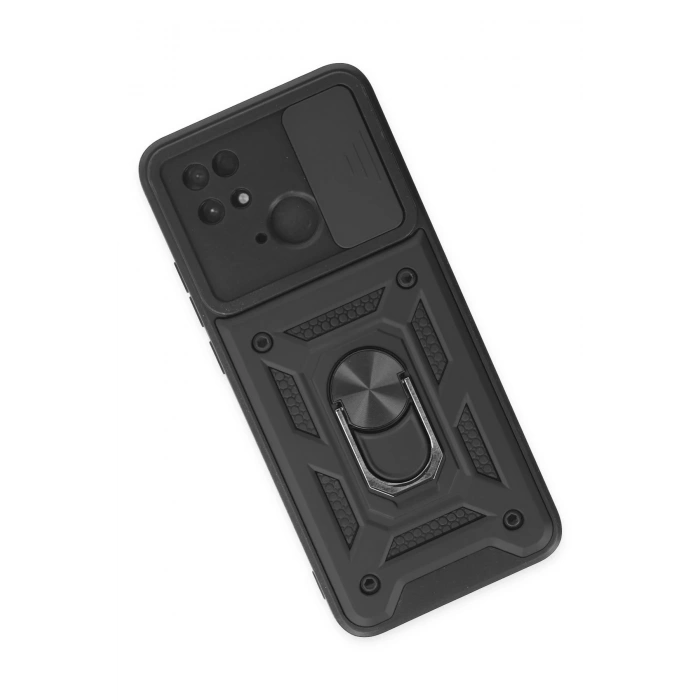 Newface Xiaomi Redmi 10C Kılıf Pars Lens Yüzüklü Silikon - Siyah