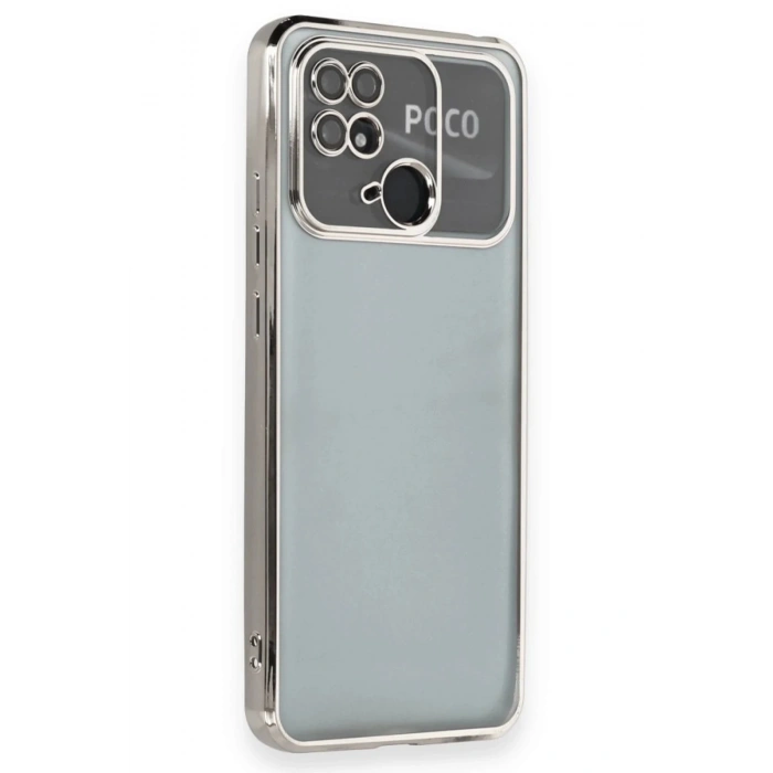 Newface Xiaomi Redmi 10C Kılıf Razer Lensli Silikon - Gümüş