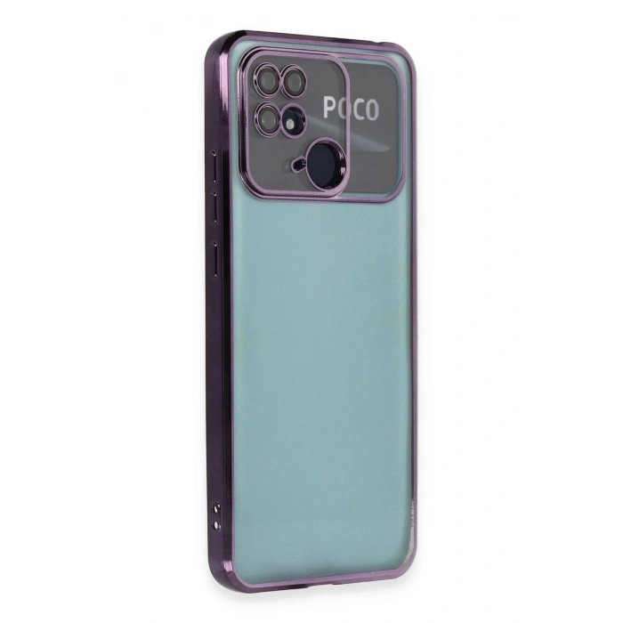 Newface Xiaomi Redmi 10C Kılıf Razer Lensli Silikon - Mor