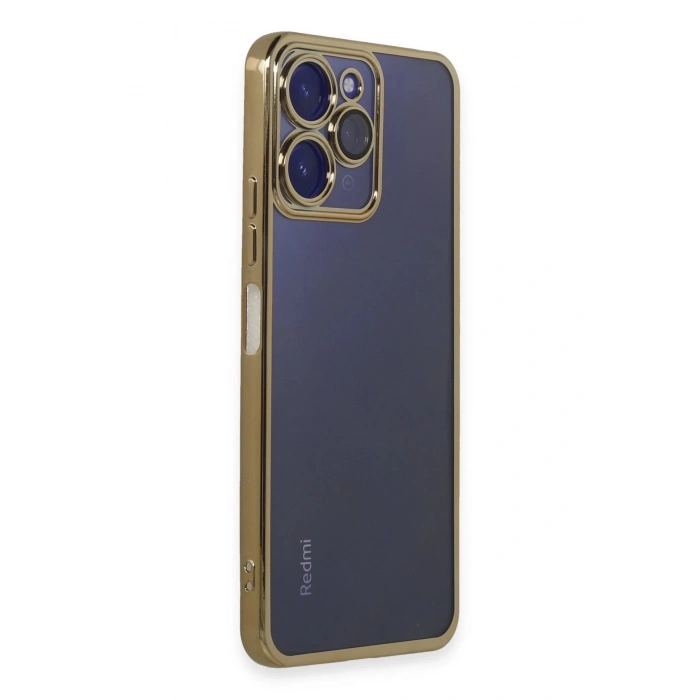 Newface Xiaomi Redmi 12 Kılıf Razer Lensli Silikon - Gold