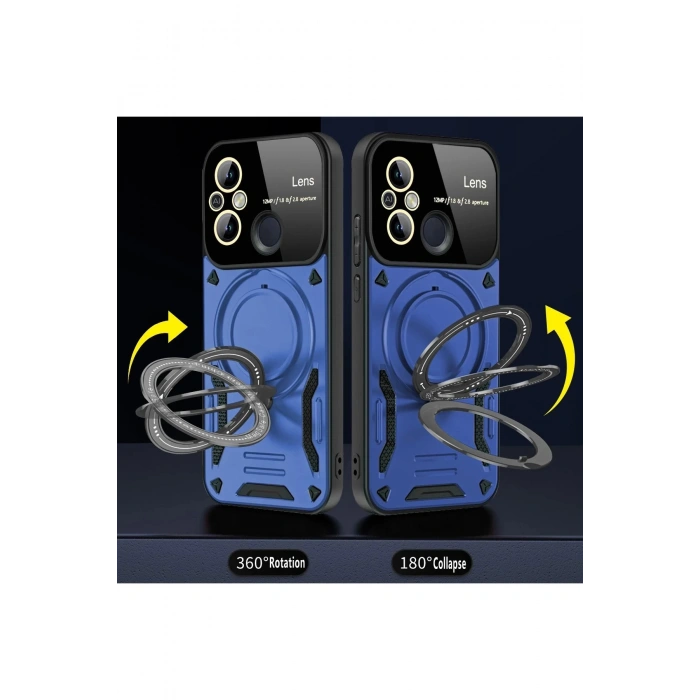 Newface Xiaomi Redmi 12C Kılıf Joy Lens Standlı Kapak - Lacivert