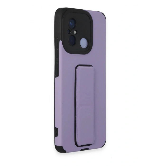 Newface Xiaomi Redmi 12C Kılıf Mega Standlı Silikon - Lila