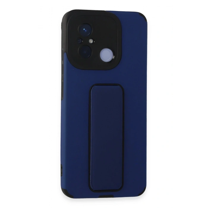 Newface Xiaomi Redmi 12C Kılıf Mega Standlı Silikon - Mavi