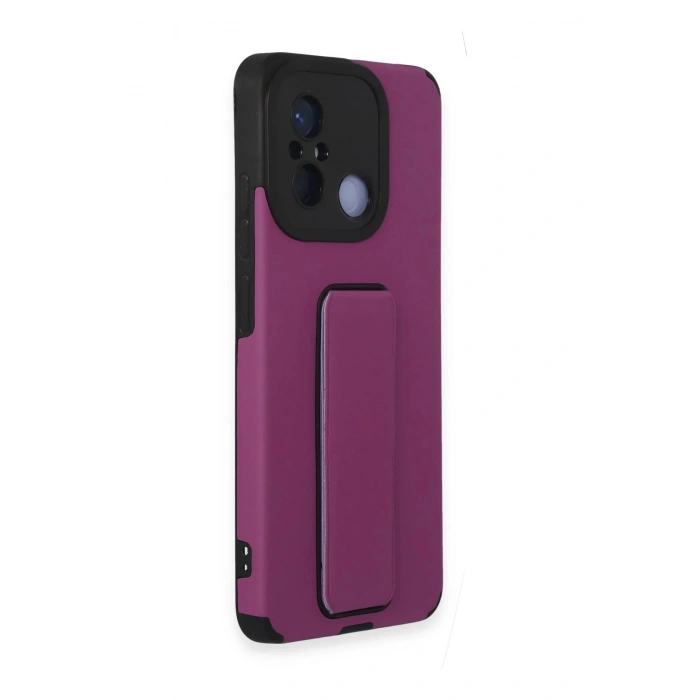 Newface Xiaomi Redmi 12C Kılıf Mega Standlı Silikon - Mor