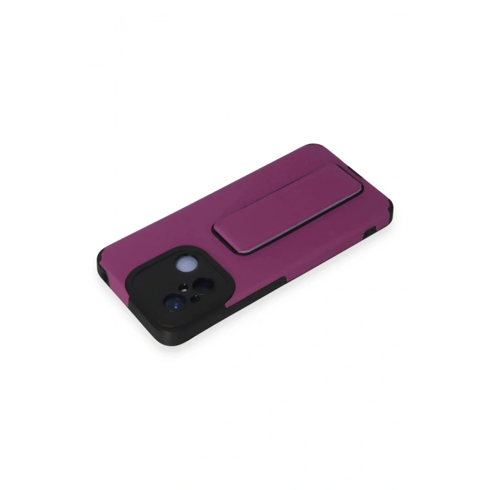 Newface Xiaomi Redmi 12C Kılıf Mega Standlı Silikon - Mor
