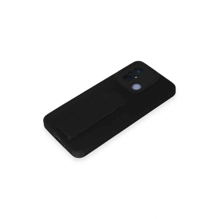 Newface Xiaomi Redmi 12C Kılıf Mega Standlı Silikon - Siyah