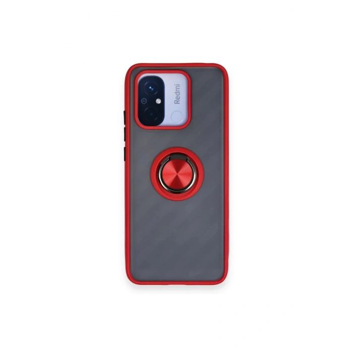 Newface Xiaomi Redmi 12C Kılıf Montreal Yüzüklü Silikon Kapak - Kırmızı