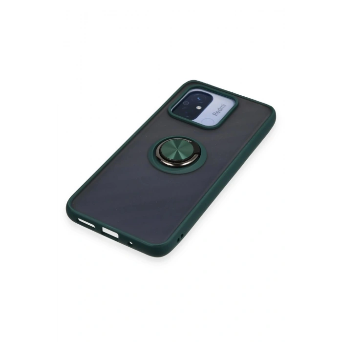 Newface Xiaomi Redmi 12C Kılıf Montreal Yüzüklü Silikon Kapak - Yeşil