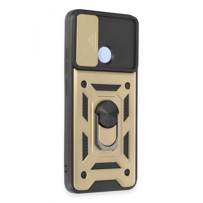 Newface Xiaomi Redmi 12C Kılıf Pars Lens Yüzüklü Silikon - Gold