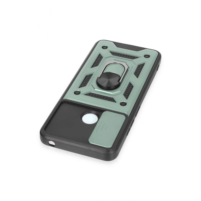 Newface Xiaomi Redmi 12C Kılıf Pars Lens Yüzüklü Silikon - Yeşil