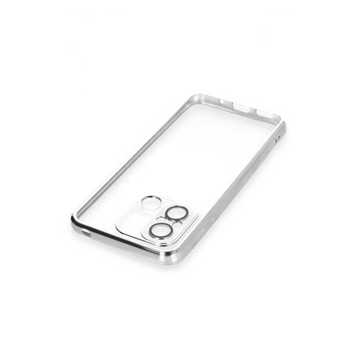 Newface Xiaomi Redmi 12C Kılıf Razer Lensli Silikon - Gümüş