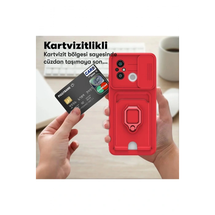 Newface Xiaomi Redmi 12C Kılıf Zuma Kartvizitli Yüzüklü Silikon - Lacivert