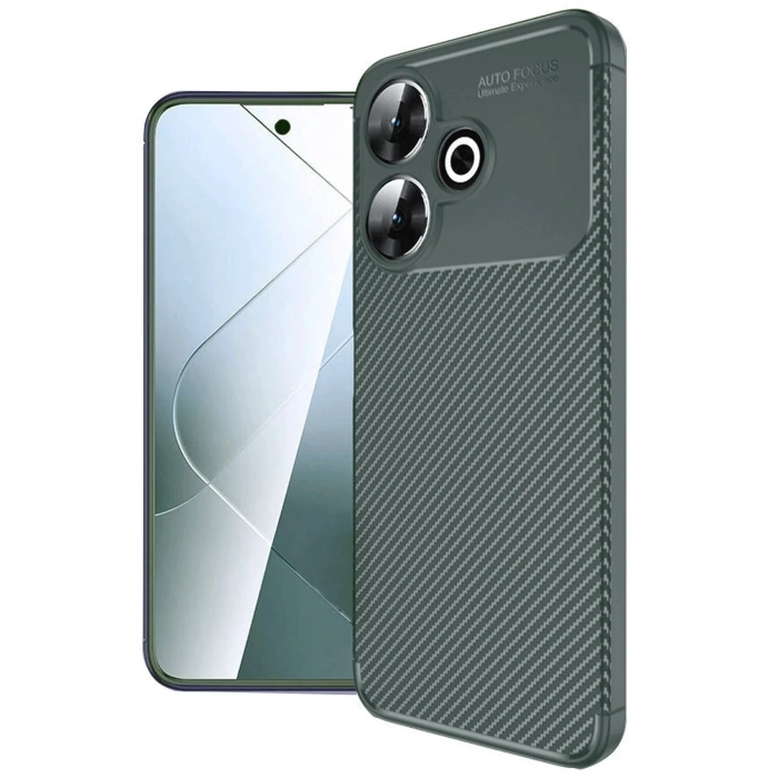 Newface Xiaomi Redmi 13 4G Kılıf Auto Focus Karbon Kapak - Koyu Yeşil