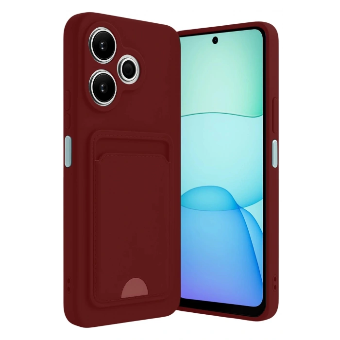 Newface Xiaomi Redmi 13 4G Kılıf Kelvin Kartvizitli Silikon - Bordo