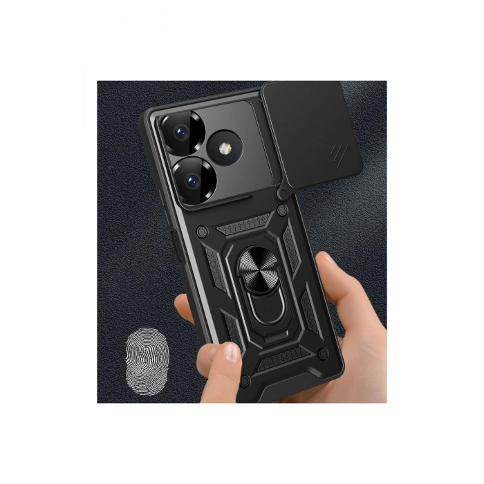 Newface Xiaomi Redmi 13 4G Kılıf Pars Lens Yüzüklü Silikon - Gümüş