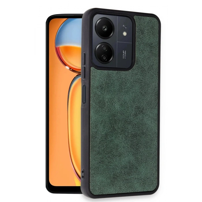 Newface Xiaomi Redmi 13C Kılıf Aras Deri Kapak - Koyu Yeşil