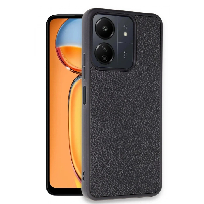 Newface Xiaomi Redmi 13C Kılıf Aras Deri Kapak - Siyah