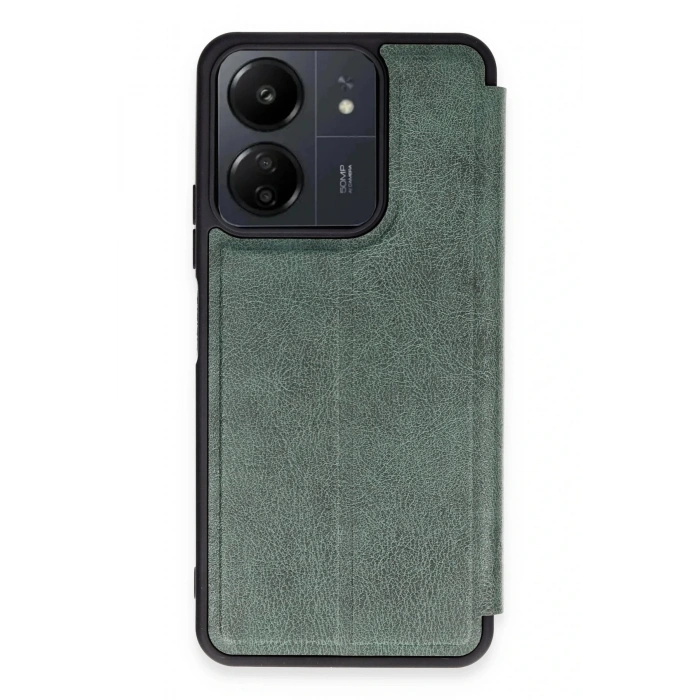 Newface Xiaomi Redmi 13C Kılıf Flip Cover - Koyu Yeşil