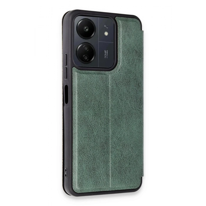 Newface Xiaomi Redmi 13C Kılıf Flip Cover - Koyu Yeşil
