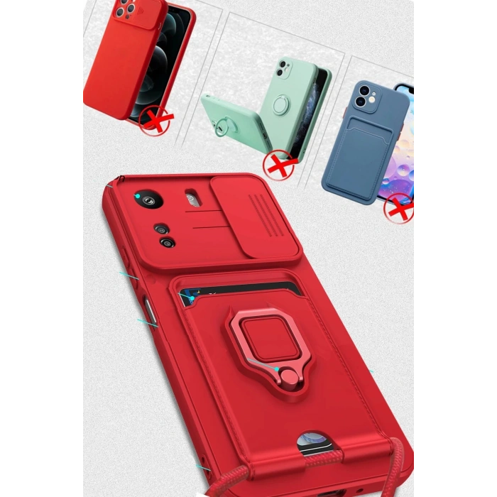 Newface Xiaomi Redmi 13C Kılıf Zuma Kartvizitli Yüzüklü Silikon - Siyah