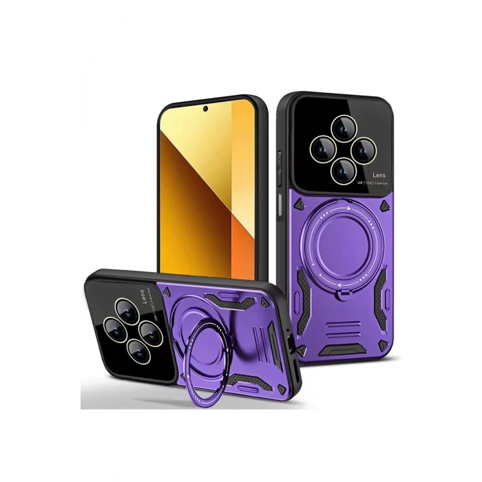 Newface Xiaomi Redmi 14C Kılıf Joy Lens Standlı Kapak - Mor