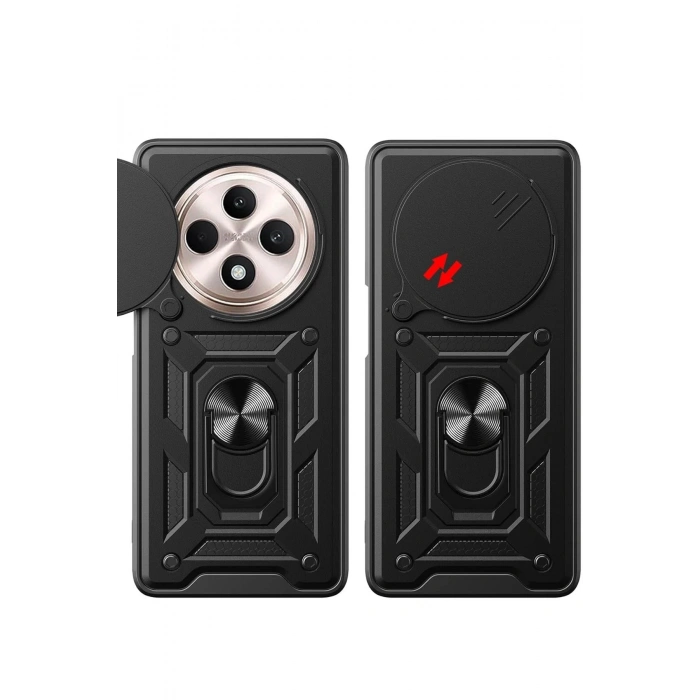 Newface Xiaomi Redmi 14C Kılıf Pars Lens Yüzüklü Silikon - Siyah