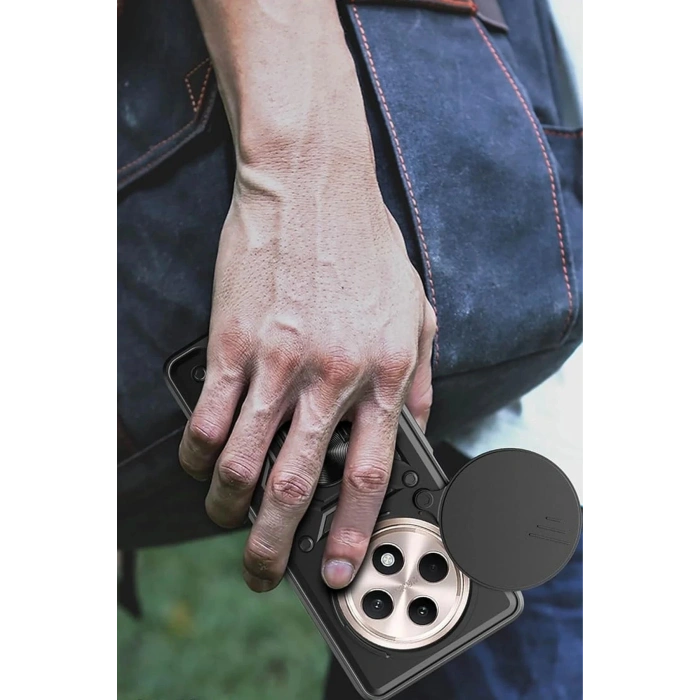 Newface Xiaomi Redmi 14C Kılıf Pars Lens Yüzüklü Silikon - Siyah