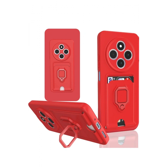 Newface Xiaomi Redmi 14C Kılıf Zuma Kartvizitli Yüzüklü Silikon - Kırmızı