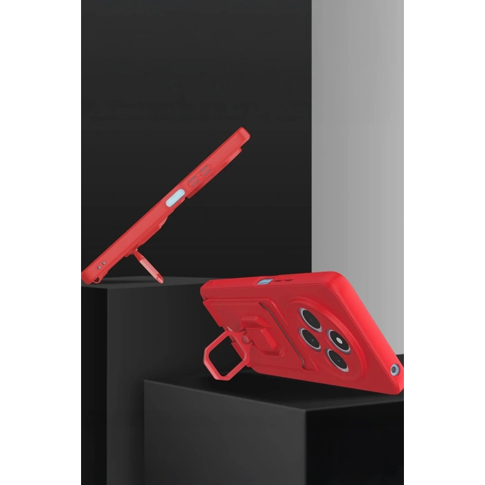 Newface Xiaomi Redmi 14C Kılıf Zuma Kartvizitli Yüzüklü Silikon - Kırmızı