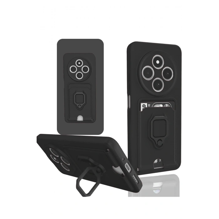 Newface Xiaomi Redmi 14C Kılıf Zuma Kartvizitli Yüzüklü Silikon - Siyah