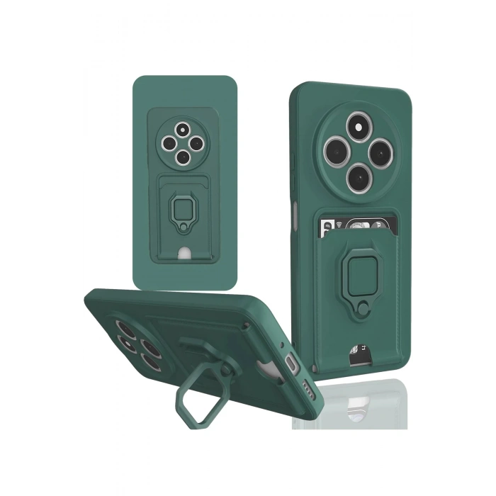 Newface Xiaomi Redmi 14C Kılıf Zuma Kartvizitli Yüzüklü Silikon - Yeşil