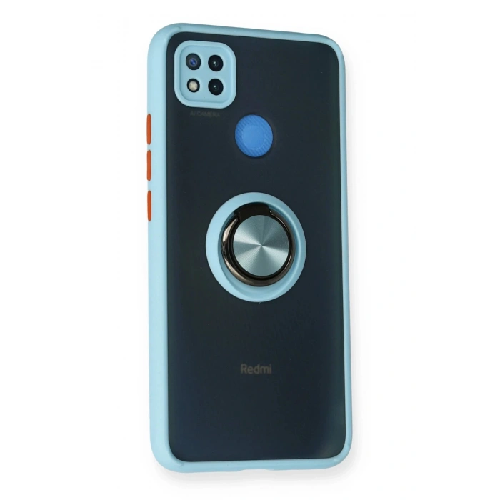 Newface Xiaomi Redmi 9C Kılıf Montreal Yüzüklü Silikon Kapak - Buz Mavi