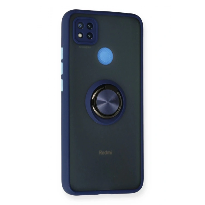 Newface Xiaomi Redmi 9C Kılıf Montreal Yüzüklü Silikon Kapak - Lacivert