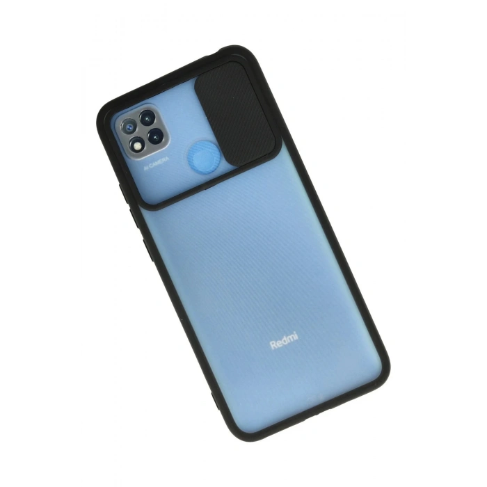 Newface Xiaomi Redmi 9C Kılıf Palm Buzlu Kamera Sürgülü Silikon - Siyah