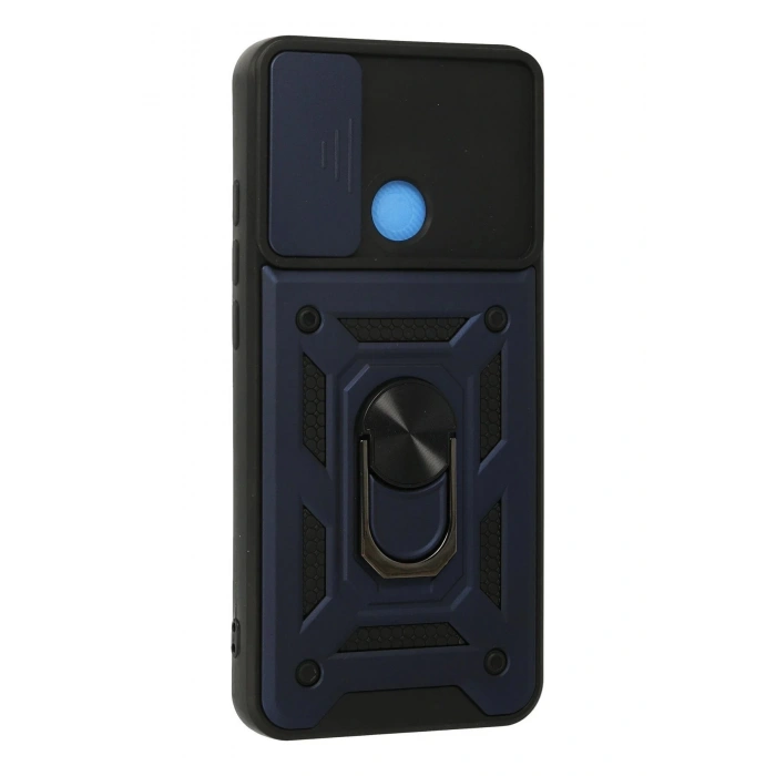 Newface Xiaomi Redmi 9C Kılıf Pars Lens Yüzüklü Silikon - Lacivert