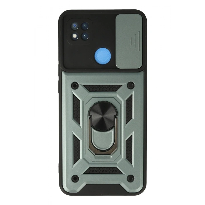 Newface Xiaomi Redmi 9C Kılıf Pars Lens Yüzüklü Silikon - Yeşil