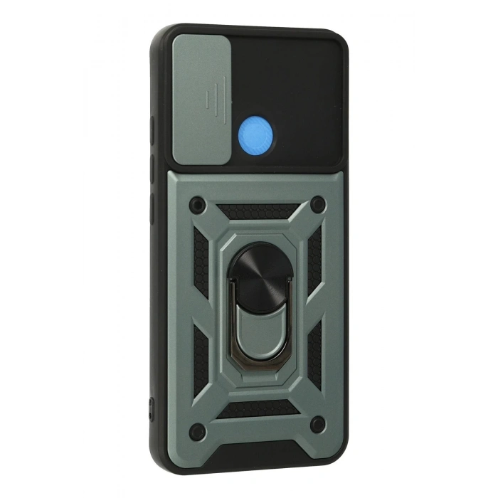 Newface Xiaomi Redmi 9C Kılıf Pars Lens Yüzüklü Silikon - Yeşil