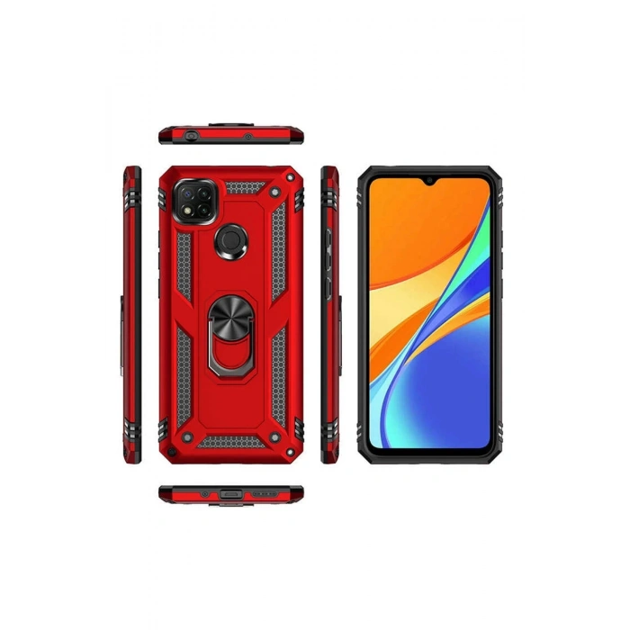 Newface Xiaomi Redmi 9C Kılıf Sofya Yüzüklü Silikon Kapak - Rose