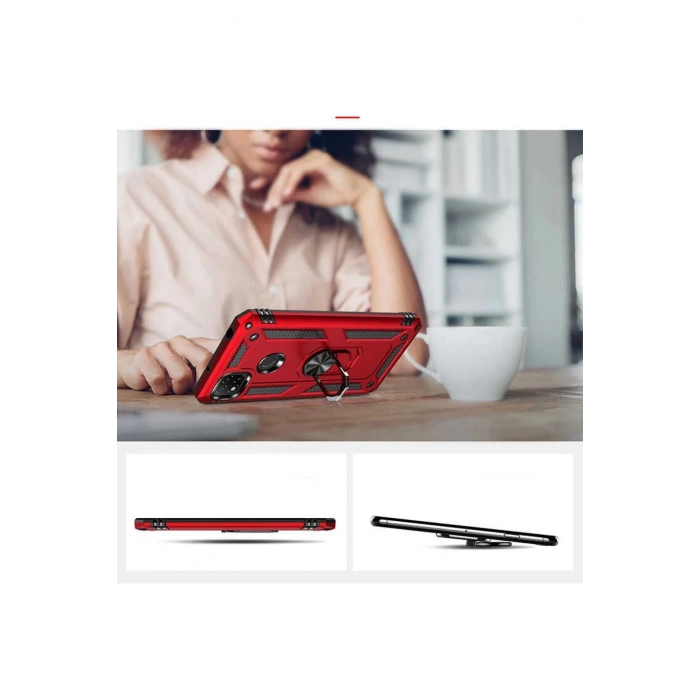 Newface Xiaomi Redmi 9C Kılıf Sofya Yüzüklü Silikon Kapak - Rose