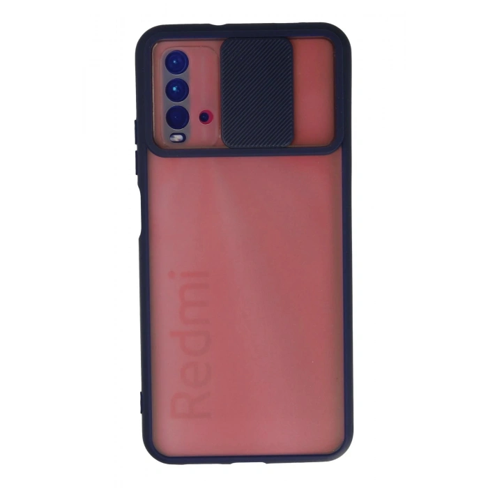 Newface Xiaomi Redmi 9T Kılıf Palm Buzlu Kamera Sürgülü Silikon - Lacivert