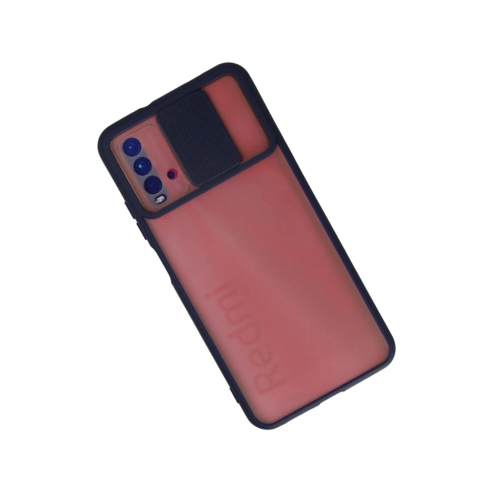 Newface Xiaomi Redmi 9T Kılıf Palm Buzlu Kamera Sürgülü Silikon - Lacivert