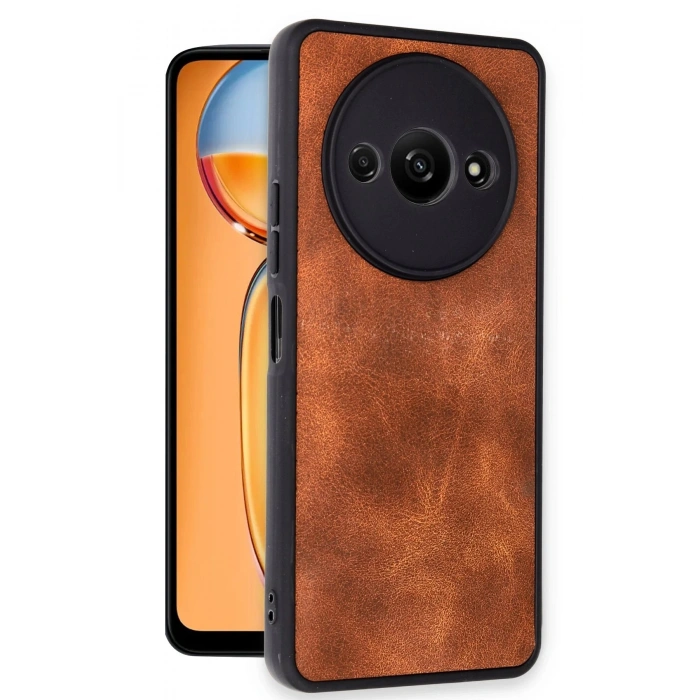 Newface Xiaomi Redmi A3 4G Kılıf Aras Deri Kapak - Taba