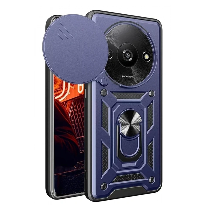 Newface Xiaomi Redmi A3 4G Kılıf Pars Lens Yüzüklü Silikon - Lacivert