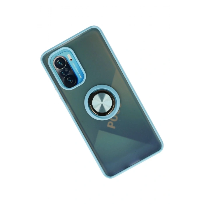 Newface Xiaomi Redmi K40 Kılıf Montreal Yüzüklü Silikon Kapak - Buz Mavi
