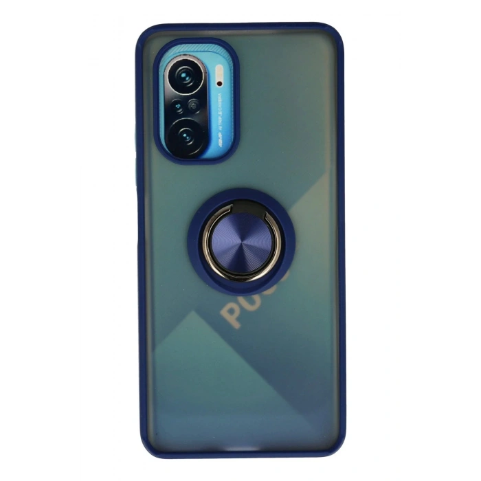 Newface Xiaomi Redmi K40 Kılıf Montreal Yüzüklü Silikon Kapak - Lacivert