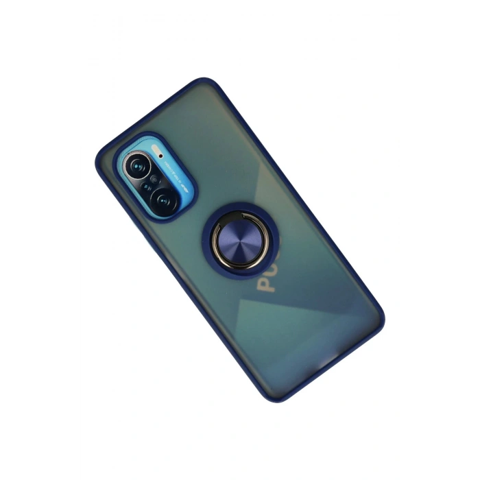 Newface Xiaomi Redmi K40 Kılıf Montreal Yüzüklü Silikon Kapak - Lacivert