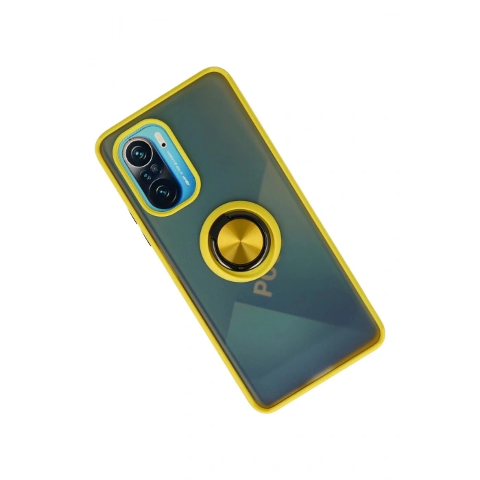 Newface Xiaomi Redmi K40 Kılıf Montreal Yüzüklü Silikon Kapak - Sarı
