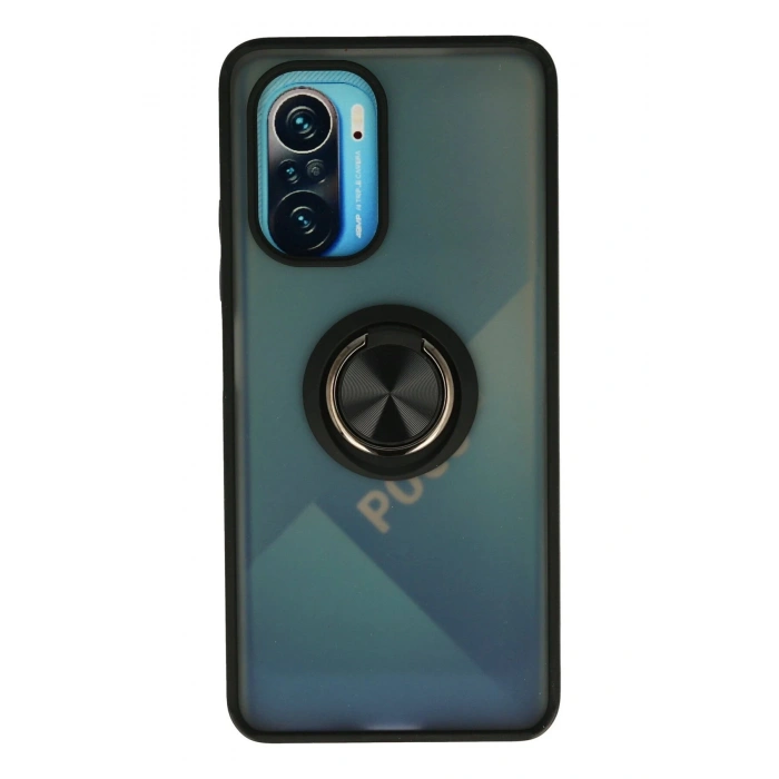 Newface Xiaomi Redmi K40 Kılıf Montreal Yüzüklü Silikon Kapak - Siyah